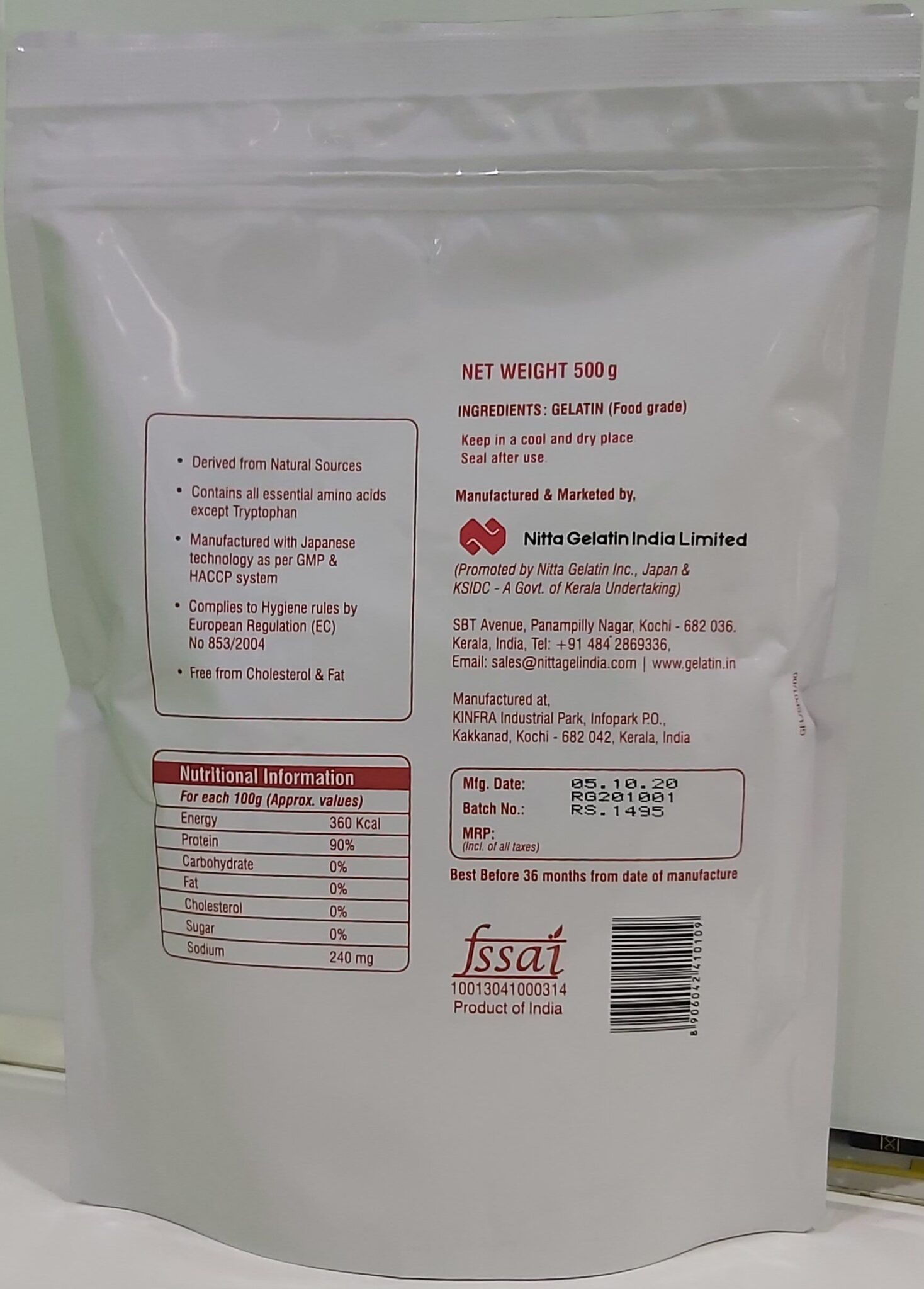 Nitta Gelatin Retail Pack (500 gms) 200 bloom 12Taste IN