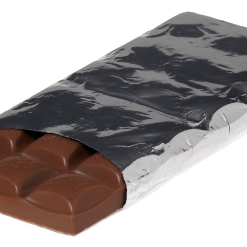 1-2 Taste IFF - Dairymilk Flavour S 3621displayed as Partially unwrapped chocolate bar with silver and black foil on a white background