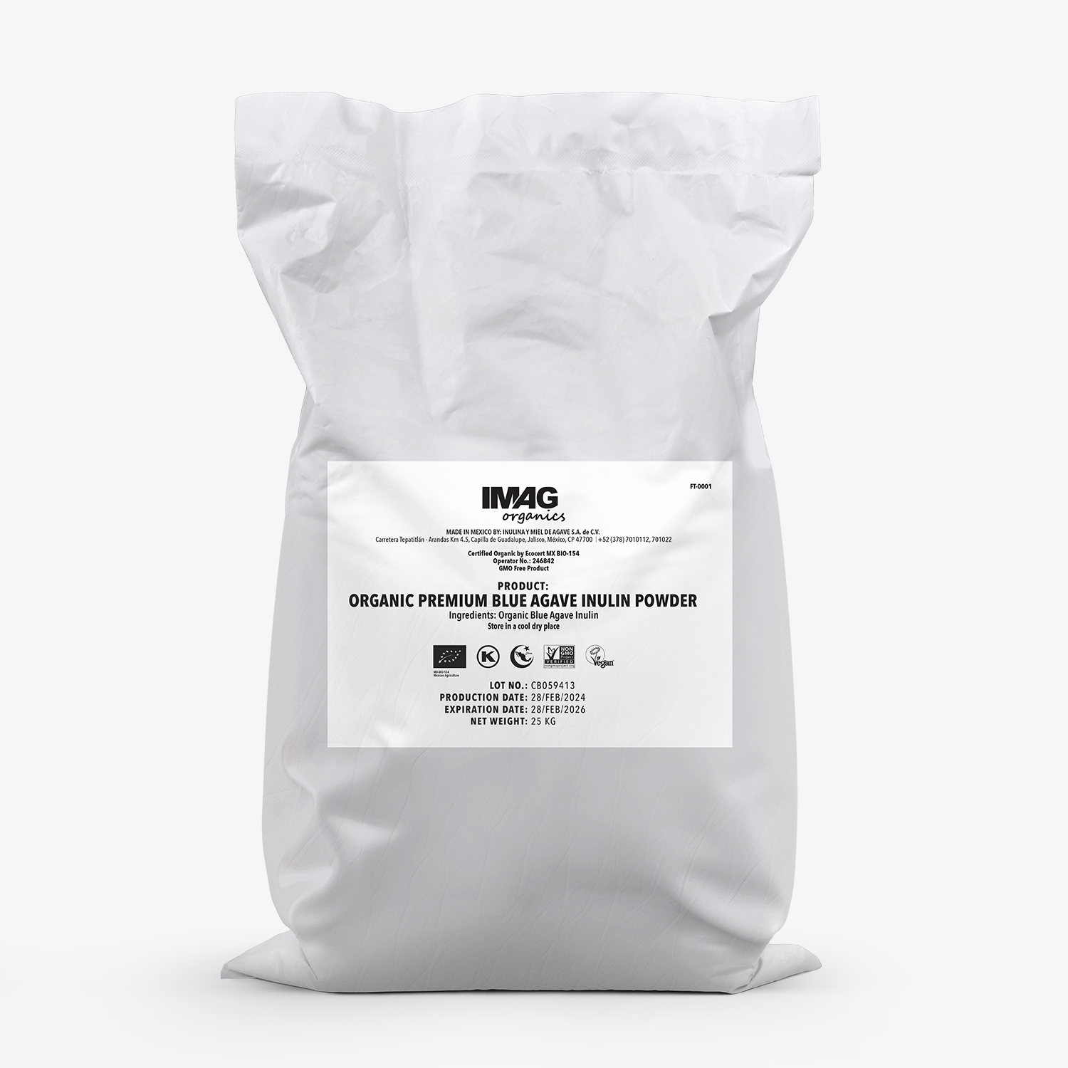 Agave Inulin Powder IMAG Organic - 100% Blue Agave Inulin Powder | 1-2-Taste IN