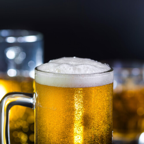 1-2 Taste IFF - Beer Flavour - S 2411 shown as a frothy, golden beer in a chilled glass mug against a dark background