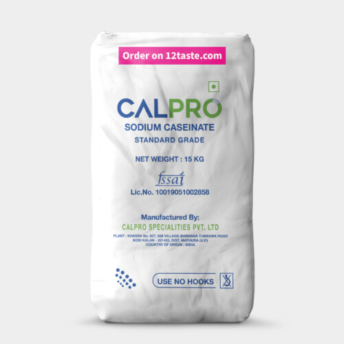 1-2 Taste Calpro - Sodium Caseinate in a white pack with printed label and product details
