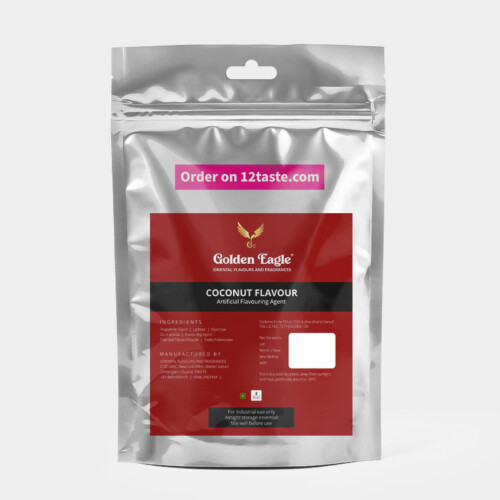 1-2 Taste Golden Eagle - Coconut Flavour Powder - CCTOFF22 displayed in a silver pouch with a printed label and product details on the front
