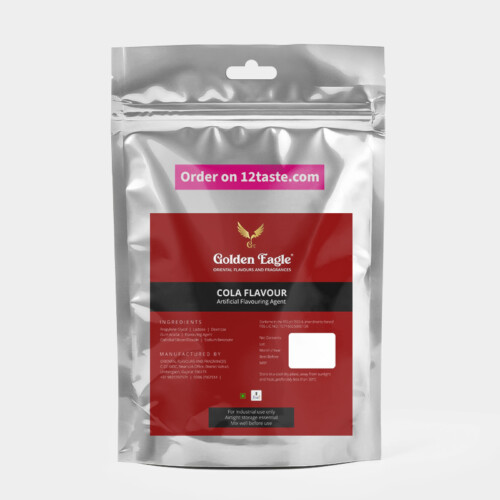 1-2 Taste Golden Eagle - Cola Flavour Powder - COLOFF21 displayed in a silver pouch with a printed label and product details on the front