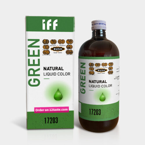 1-2 Taste IFF - Bright Green Natural Liquid colour - 17203 displayed as bottle with matching packaging