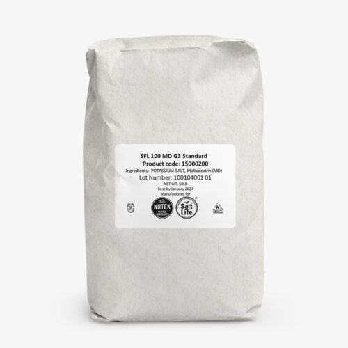 1-2 Taste NuTek Natural Ingredients - Salt for Life 100 MD G3 Standard - 15000 in a pack with printed label and product details