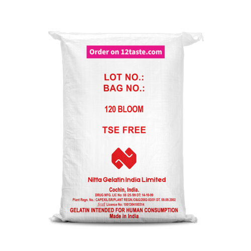 1-2 Taste Nitta Gelatin - 120 bloom displayed in a pack with printed product details