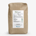 Brown kraft paper bag of FiberSMART Organic Tapioca Powder 90% with printed label and product details