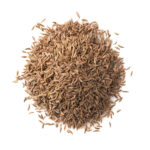 1-2-Taste’s Venuss Herbo Aromatics High Purity Natural Cumin Oil – illustrated by a pile of premium dried cumin seeds on a white background