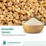 1-2 Taste JK Botanicals - Boswellia Serrata Extract 85% Boswellic Acid by Titration in wooden bowl with frankincense resin