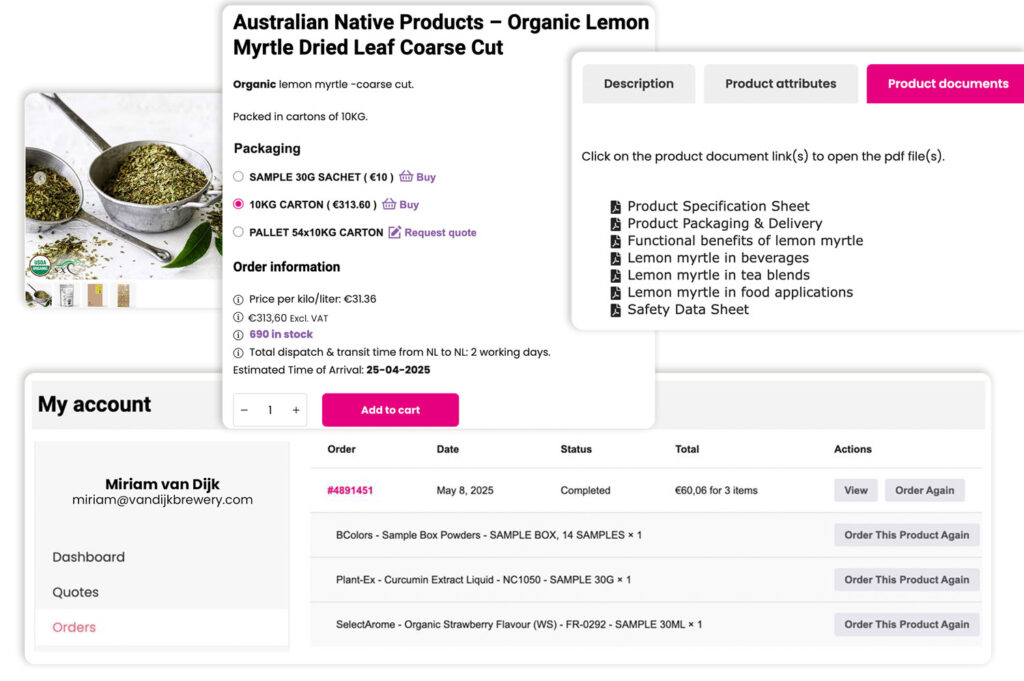 With 1-2-Taste you can manage your entire sourcing process with one account