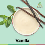 1-2 Taste Matrix - Vanilla Cream Flavour - 3200408 in bowl with vanilla beans and mint leaves on pastel background