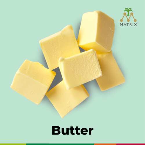 1-2 Taste Matrix - Butter Flavour Emulco - 393918 shown as rich yellow butter cubes on pastel green background