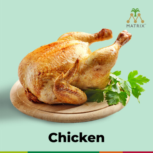 1-2-Taste Matrix - Chicken Flavour Oil - 3165558 – roasted whole chicken on wooden plate with parsley garnish on pastel background