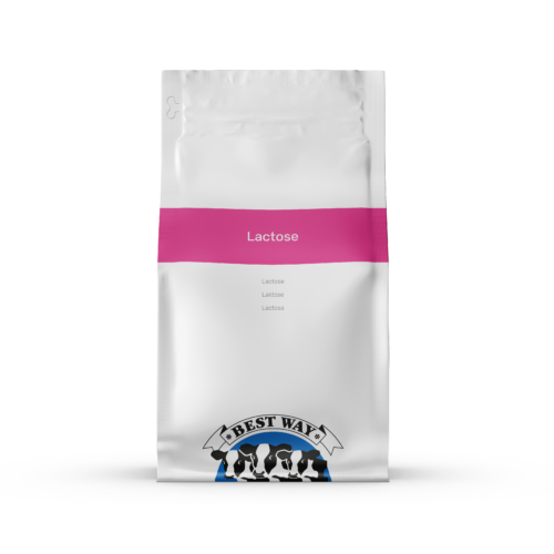 1-2 Taste Best Way Ingredients - Lactose shown as white pouch with pink label and product details on plain background