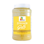 1-2 Taste BColors - Lemon Yellow Natural Food Colour Powder shown in a labeled plastic jar with white lid on white background