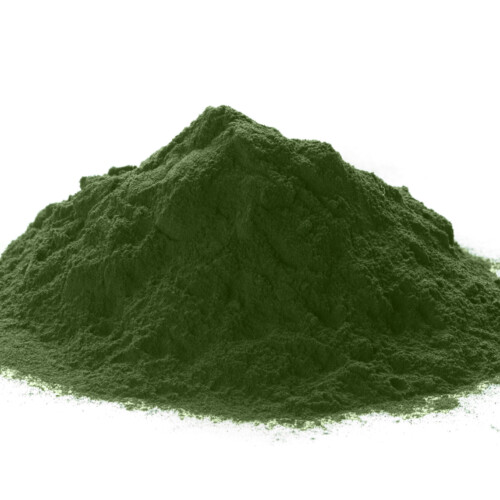 1-2 Taste Alpine Nutrition - Chlorella Powder (Organic) shown as a pile of dark green powder on a white background