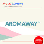 1-2 Taste MCLS - Aromaway™ shown as soft blue text on pastel background with MCLS branding and red badge