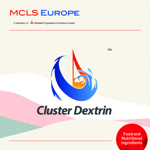 1-2 Taste MCLS - Cluster Dextrin™ hown as logo with dynamic swirl design, MCLS branding, and red badge on pastel background