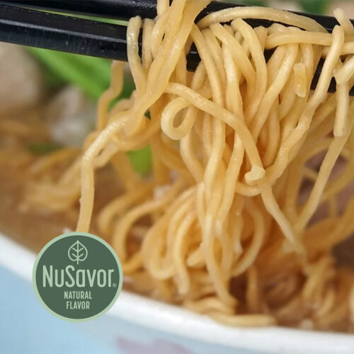 1-2 Taste NuTek Natural Ingredients - NuSavor 120 with Delicious cooked noodles lifted by chopsticks