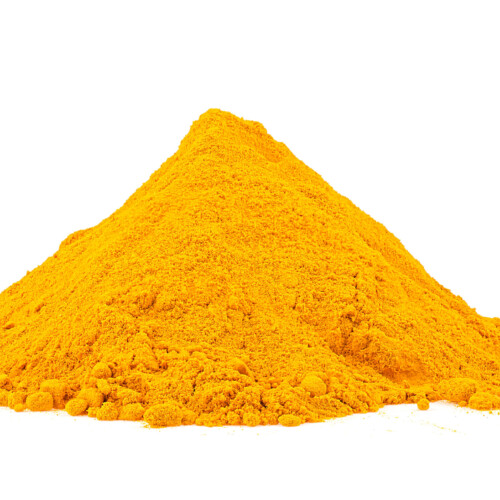 1-2 Taste Alpine Nutrition - Organic Turmeric powder - 185 shown as pile of turmeric powder on a white background