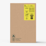Brown carton of Organic Lemon Myrtle Dried Leaf Coarse Cut with yellow product label and USDA Organic certification