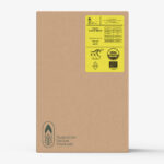 Outer carton of Organic Lemon Myrtle Dried Leaf Fine Cut with yellow product label and USDA Organic certification