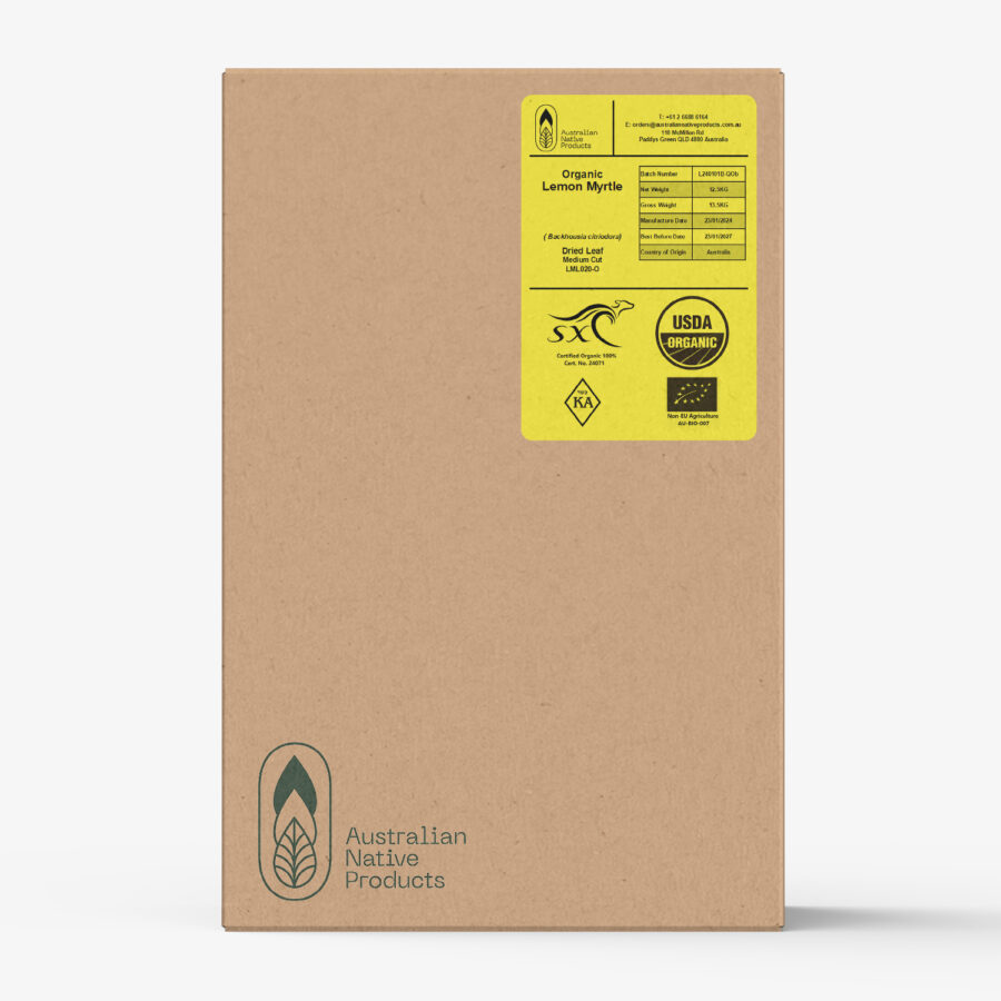 ANP_Organic Lemon Myrtle Dried Leaf Medium Cut (2mm)_12.5kg