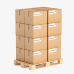 a stack of cardboard boxes on a pallet